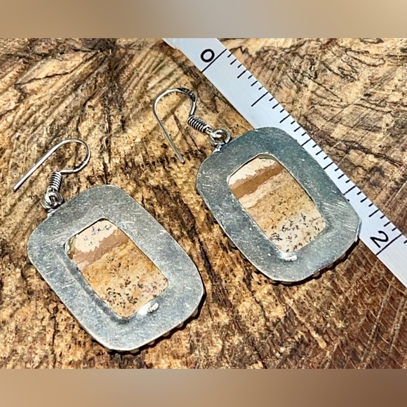 Abstract Picture Jasper Earrings 1 7/8” - Picture 8 of 9